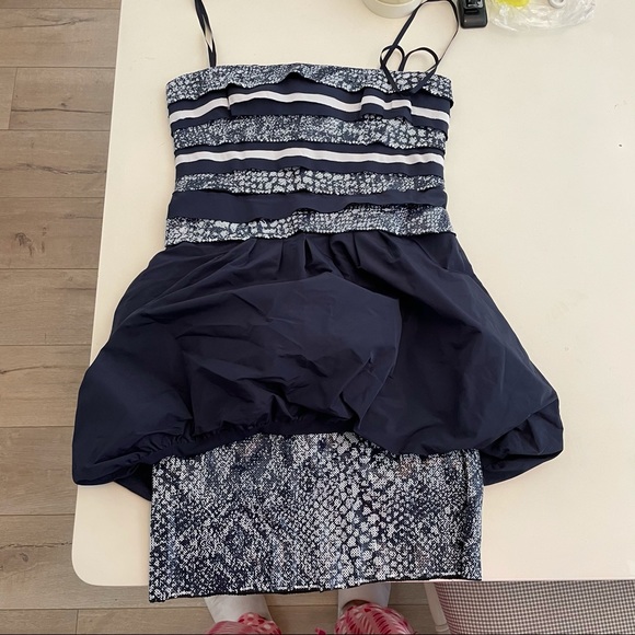 NEED GONE BCBG sequin peplum snakeskin print dress